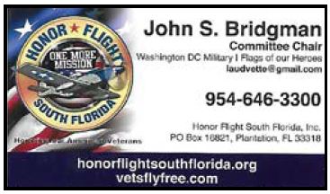 John Bridgman, Honor Flight South Florida  CLICK FOR WEBSITE
