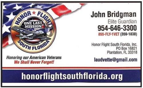 John Bridgman, Honor Flight South Florida CLICK FOR WEBSITE