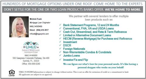 Legacy Mortgage Lending CorpMichele FrankCLICK FOR WEB SITE