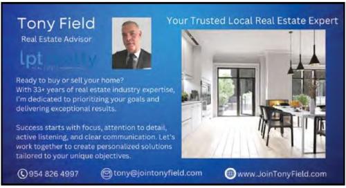 Tony Field Real Estate Advisor CLICK FOR WEBSITE